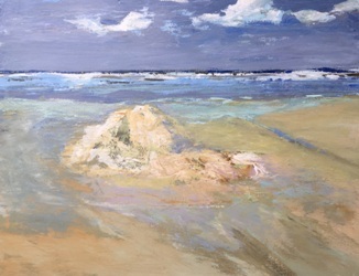 strand met lege zitkuil 3, acryl op linnen, 80x100cm 